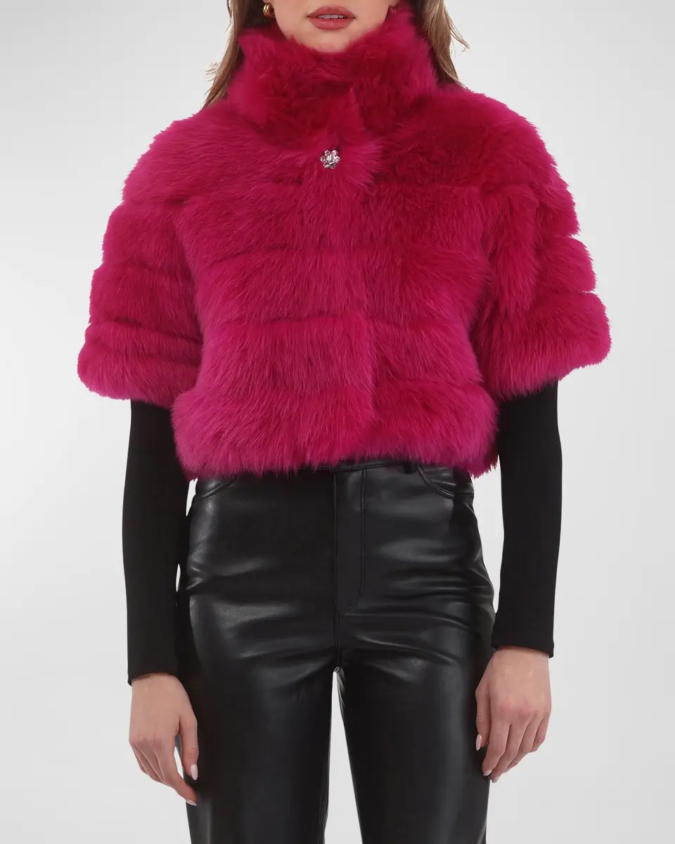 Gorski Reversible Merinillo Lamb Shearling Bolero Jacket With Cropped Sleeves | Thumbnail 2 Gorski Reversible Merinillo Lamb Shearling Bolero Jacket With Cropped Sleeves | Thumbnail 2