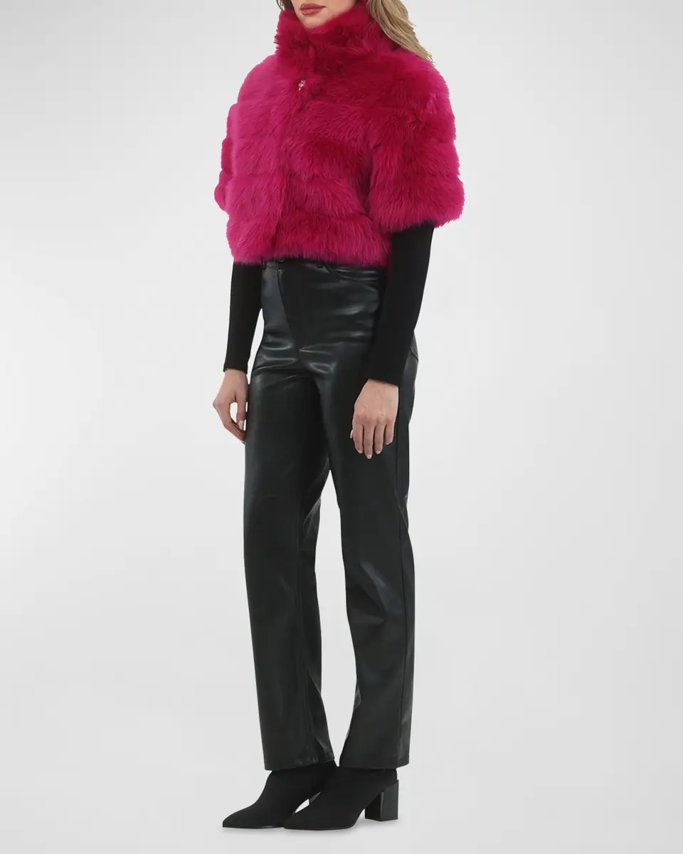 Gorski Reversible Merinillo Lamb Shearling Bolero Jacket With Cropped Sleeves | Thumbnail 3 Gorski Reversible Merinillo Lamb Shearling Bolero Jacket With Cropped Sleeves | Thumbnail 3