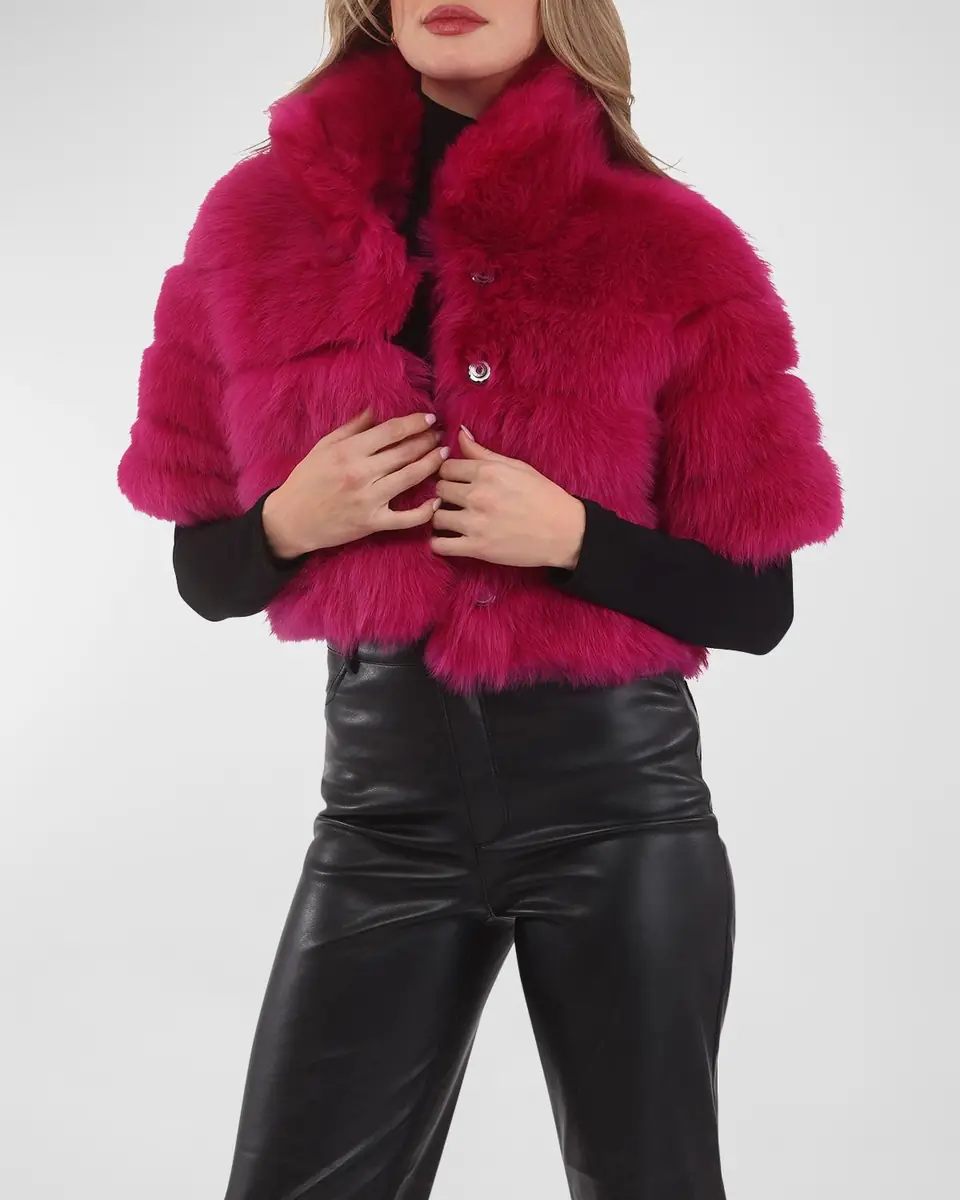 Gorski Reversible Merinillo Lamb Shearling Bolero Jacket With Cropped Sleeves | Thumbnail 6 Gorski Reversible Merinillo Lamb Shearling Bolero Jacket With Cropped Sleeves | Thumbnail 6