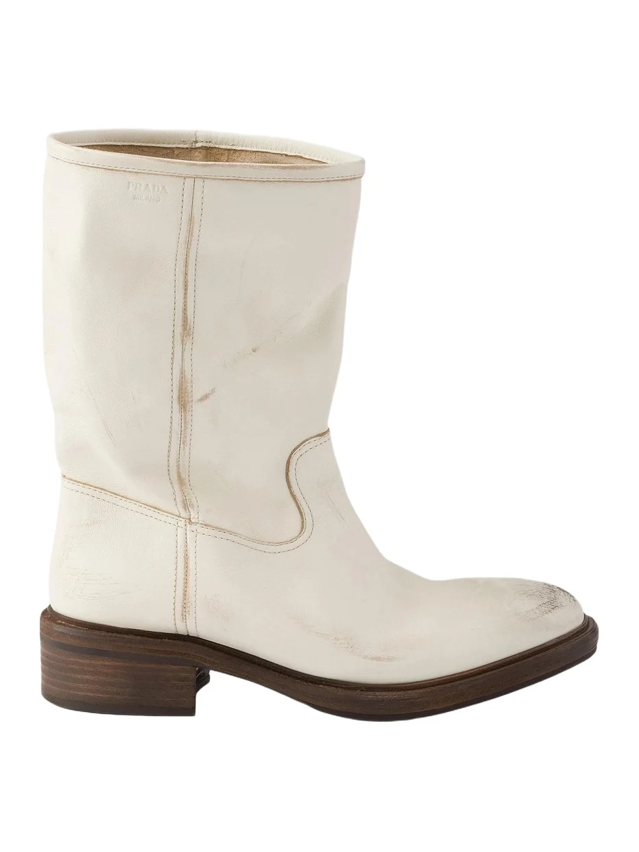 Prada Women's Vintage-Effect Leather Boots