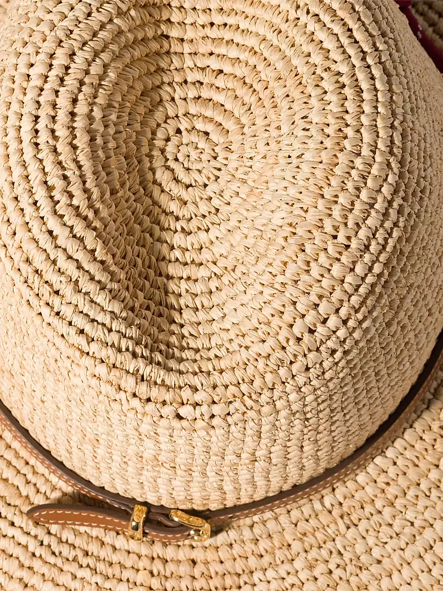 Miu Miu Women's Raffia and Leather Hat - Beige Khaki | Thumbnail 2