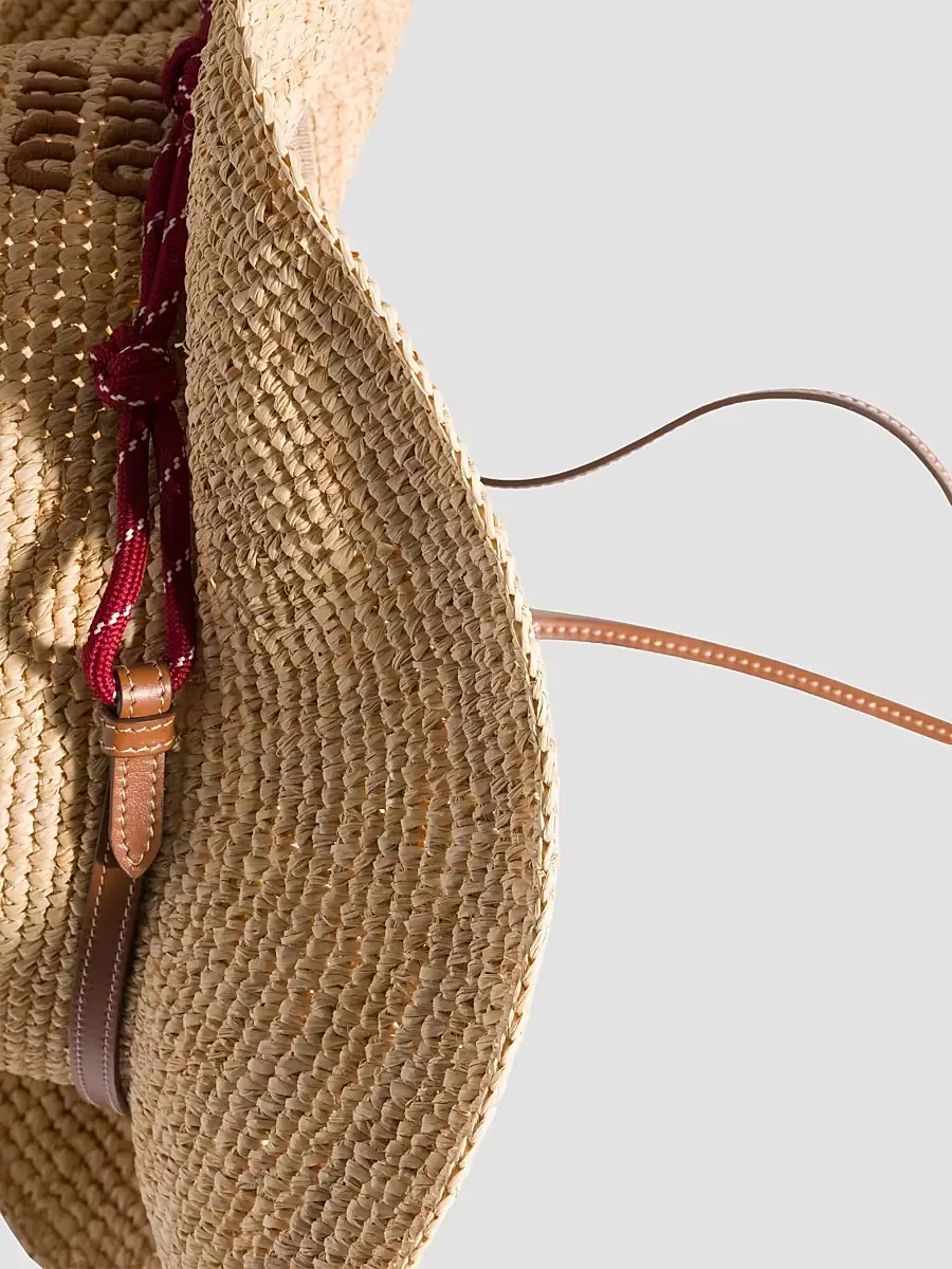 Miu Miu Women's Raffia and Leather Hat - Beige Khaki | Thumbnail 3