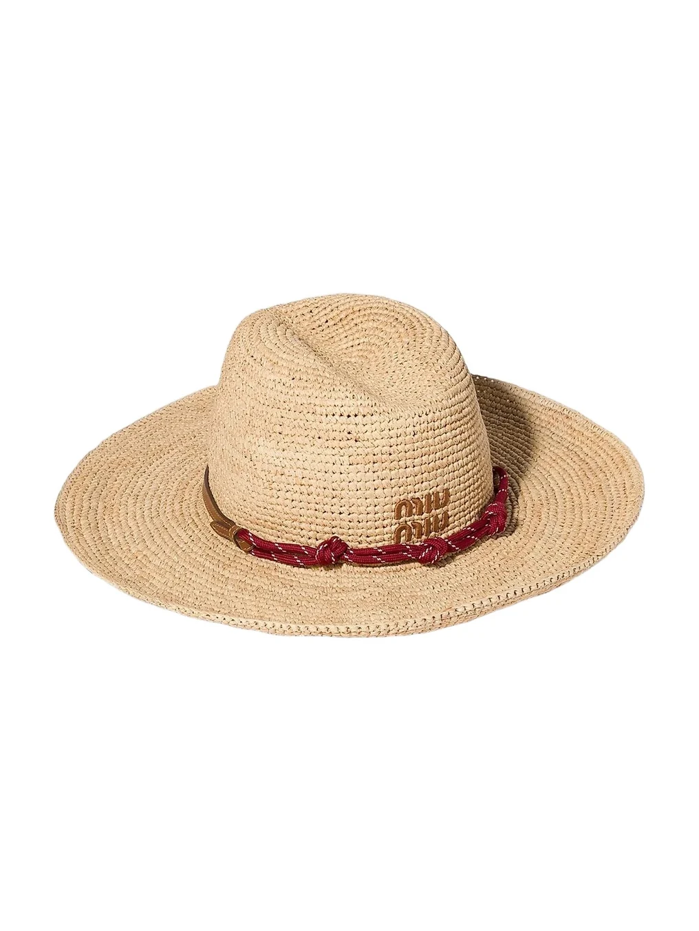 Women's Raffia and Leather Hat - Beige Khaki