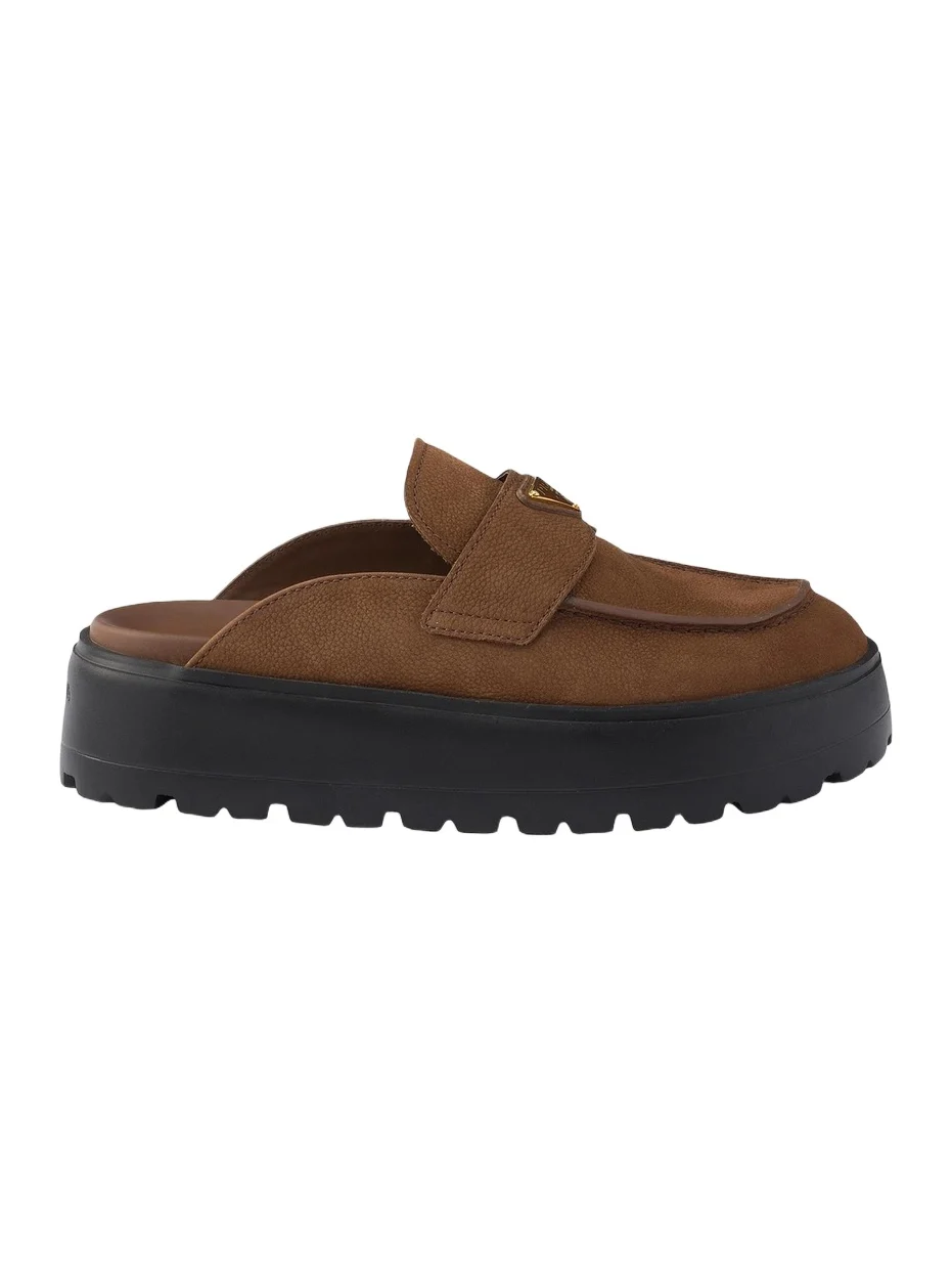 Prada Women's Nubuck Flatform Mules