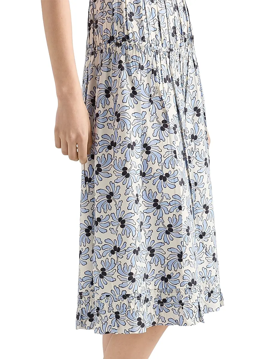 Prada Women's Floral Print Pongé Dress | Thumbnail 4