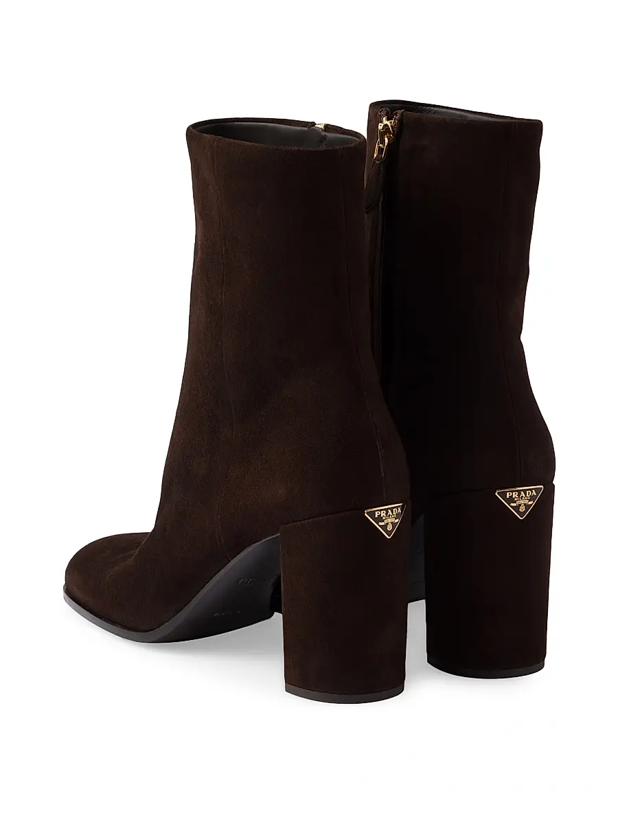 Prada Women's Suede Booties - Brown | Thumbnail 3 Prada Women's Suede Booties - Brown | Thumbnail 3