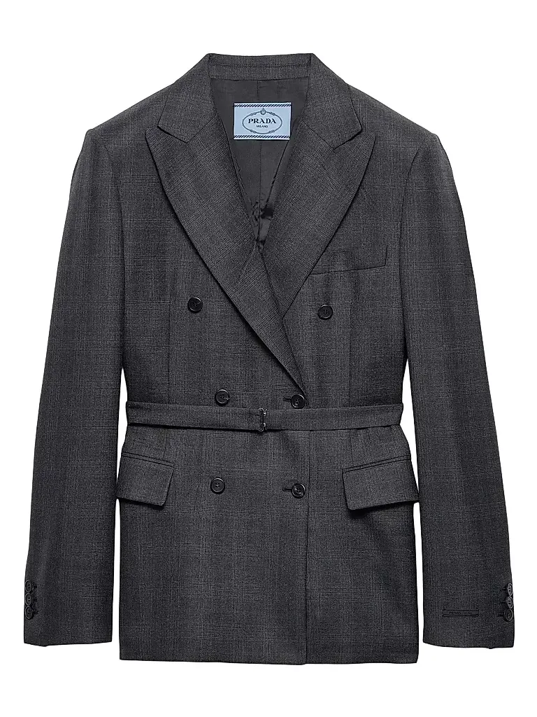 Women's Double-Breasted Checked Wool Jacket