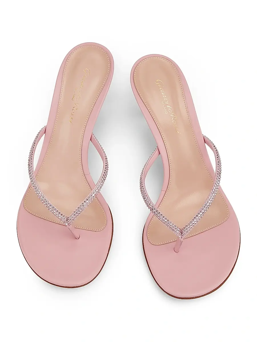 Gianvito Rossi Women's India 70MM Rhinestone-Embellished Metallic Leather Sandals | Thumbnail 4 Gianvito Rossi Women's India 70MM Rhinestone-Embellished Metallic Leather Sandals | Thumbnail 4