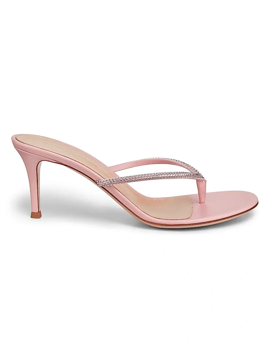 Gianvito Rossi Women's India 70MM Rhinestone-Embellished Metallic Leather Sandals