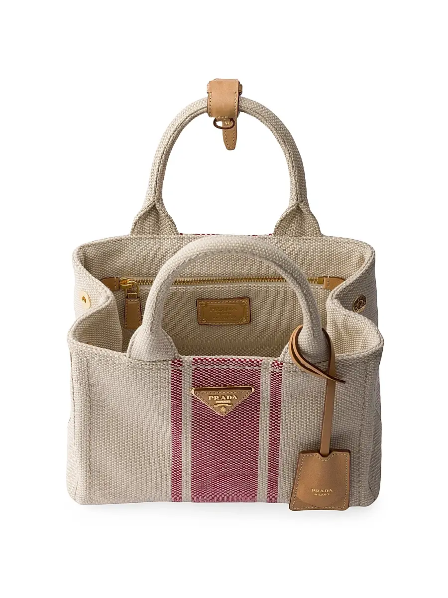 Prada Women's Jardinière Small Cotton Canvas Top Handle Bag | Thumbnail 4