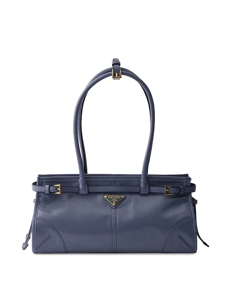 Prada Women's Bonnie Leather Top Handle Bag - Blue | Image 1 Prada Women's Bonnie Leather Top Handle Bag - Blue | Image 1