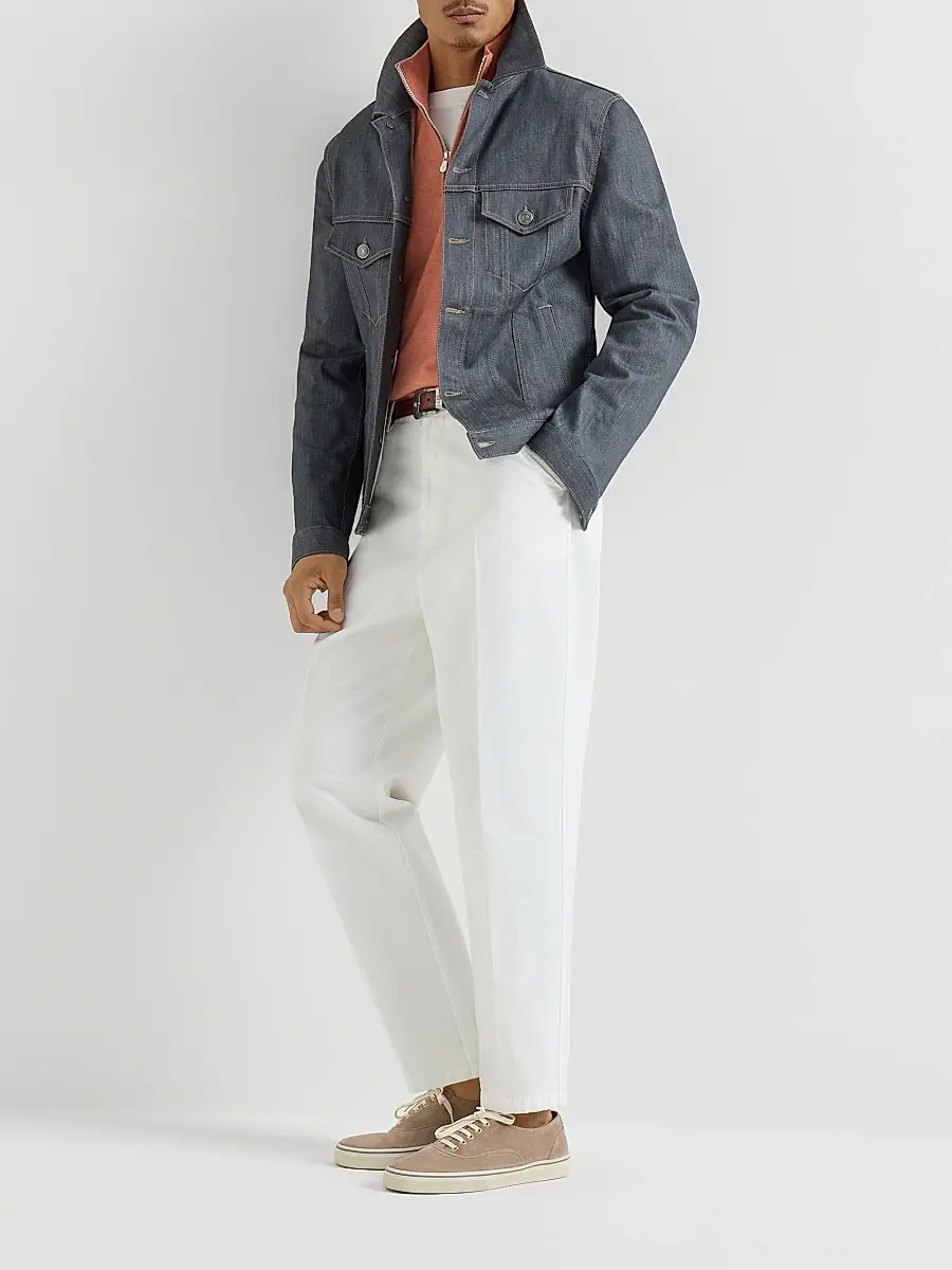 Brunello Cucinelli Men's Cashmere Sweater with Half Zip - Apricot | Thumbnail 6