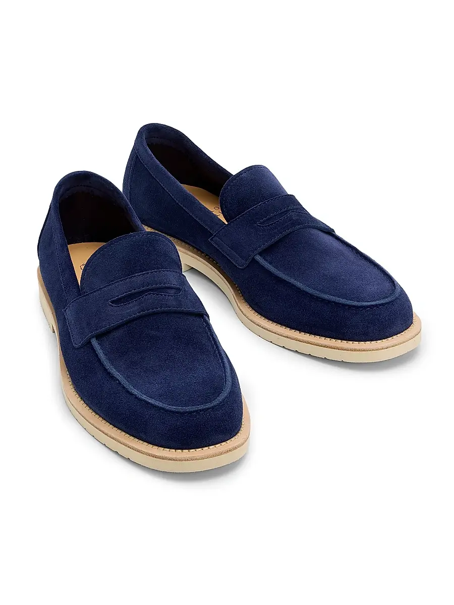 Brunello Cucinelli Men's Suede Penny Loafers | Thumbnail 2