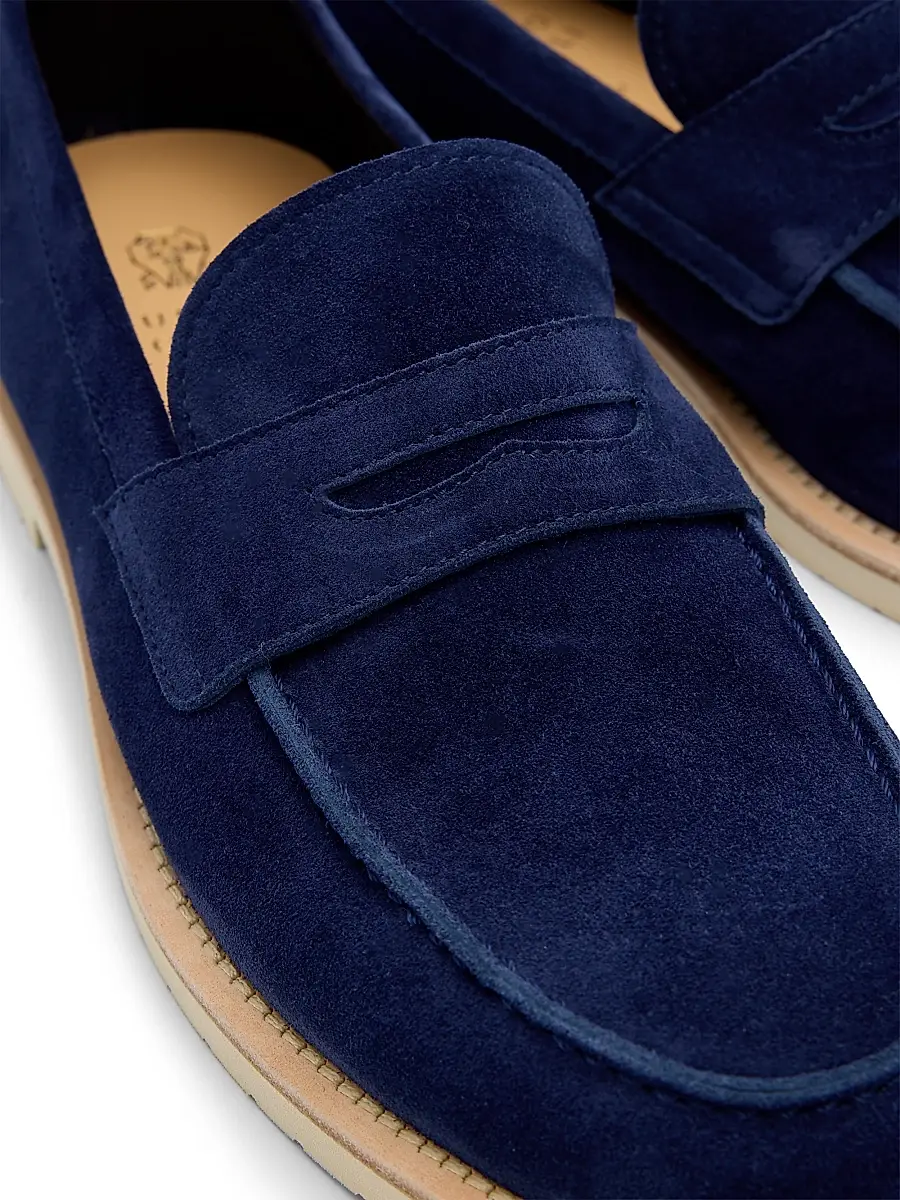 Brunello Cucinelli Men's Suede Penny Loafers | Thumbnail 5