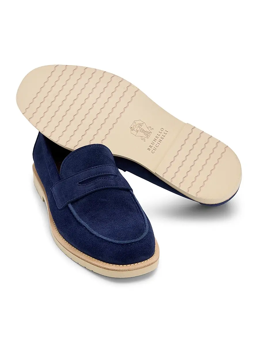 Brunello Cucinelli Men's Suede Penny Loafers | Thumbnail 6