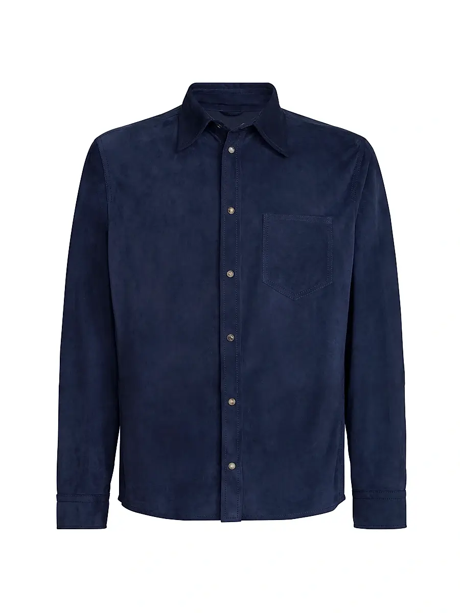 Brunello Cucinelli Men's Suede Overshirt - Ink - Size XS | Image 1 Brunello Cucinelli Men's Suede Overshirt - Ink - Size XS | Image 1