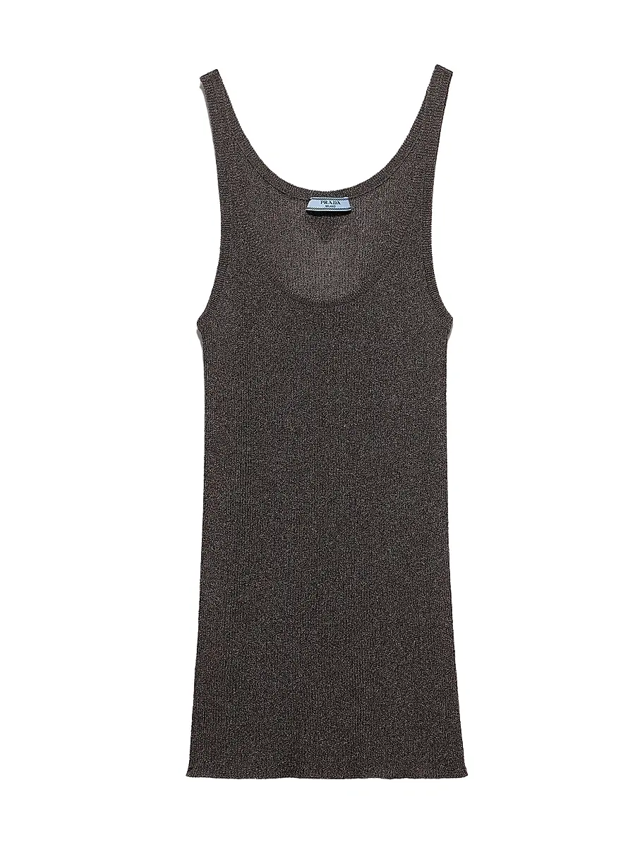 Prada Women's Lamé Tank Top - Grey | Image 1 Prada Women's Lamé Tank Top - Grey | Image 1