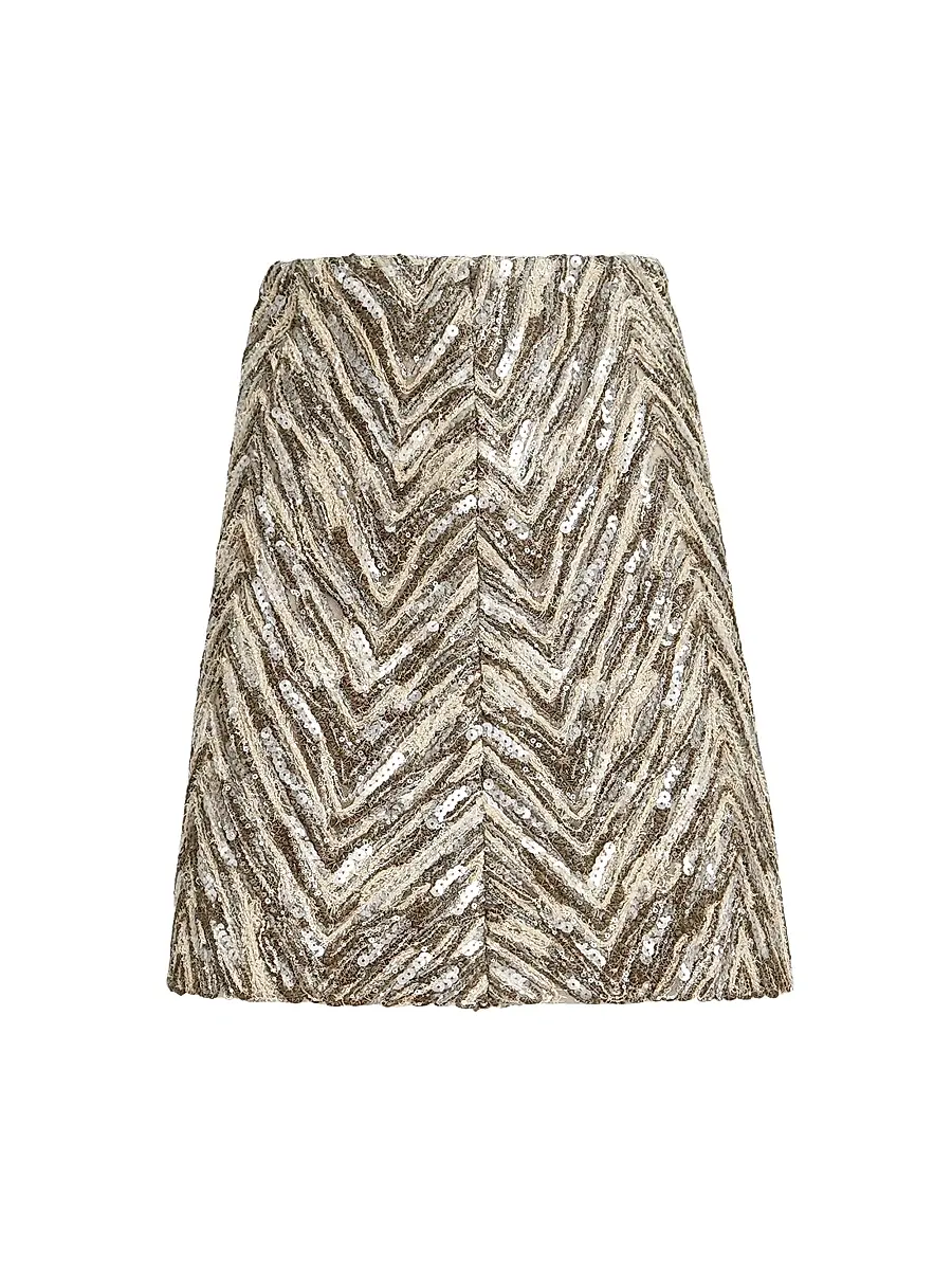 Brunello Cucinelli Women's Dazzling Chevron Embroidery Mini Skirt - Brown | Image 1 Brunello Cucinelli Women's Dazzling Chevron Embroidery Mini Skirt - Brown | Image 1