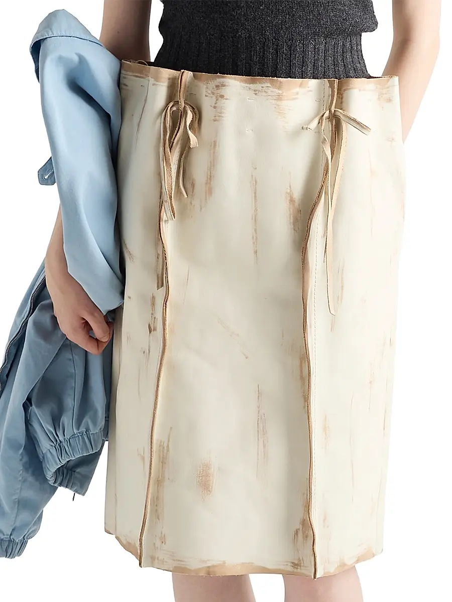 Prada Women's Leather Skirt - White | Thumbnail 3