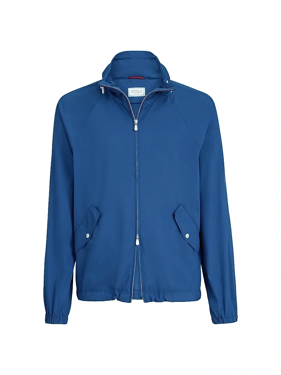 Brunello Cucinelli Men's Lightweight Nylon Unlined Outerwear Jacket with Hood | Image 1 Brunello Cucinelli Men's Lightweight Nylon Unlined Outerwear Jacket with Hood | Image 1