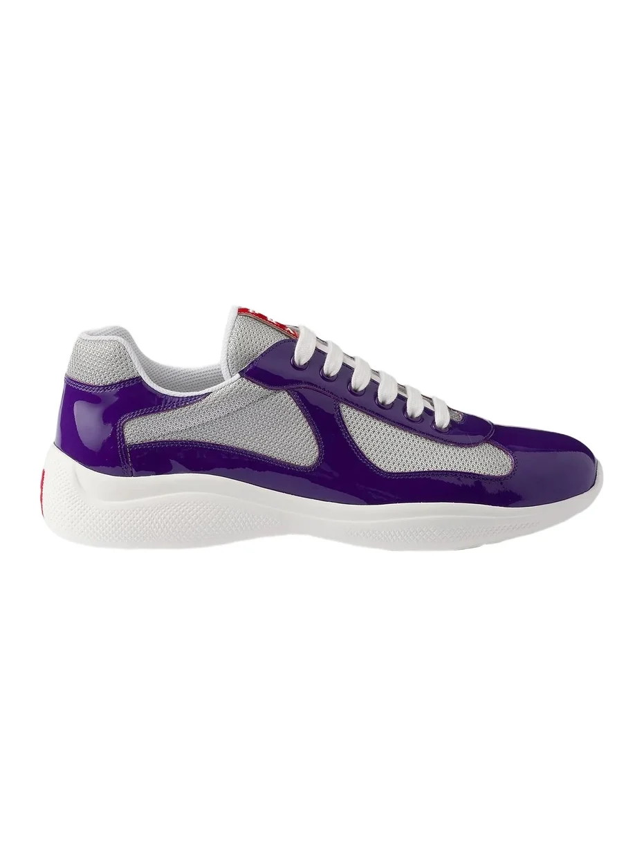 Prada Men's Patent Leather and Technical Fabric America's Cup Sneakers