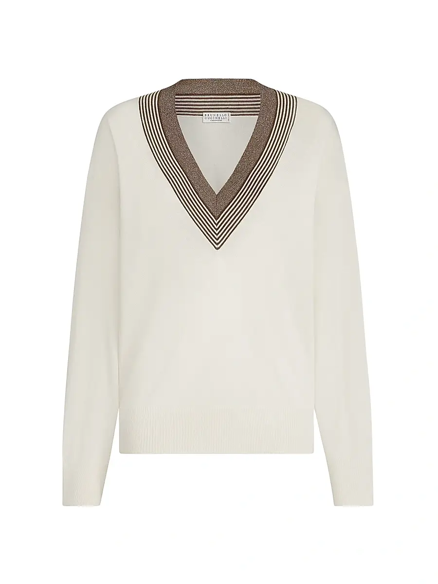 Brunello Cucinelli Women's Cashmere and Silk Lightweight Sweater - White | Image 1 Brunello Cucinelli Women's Cashmere and Silk Lightweight Sweater - White | Image 1