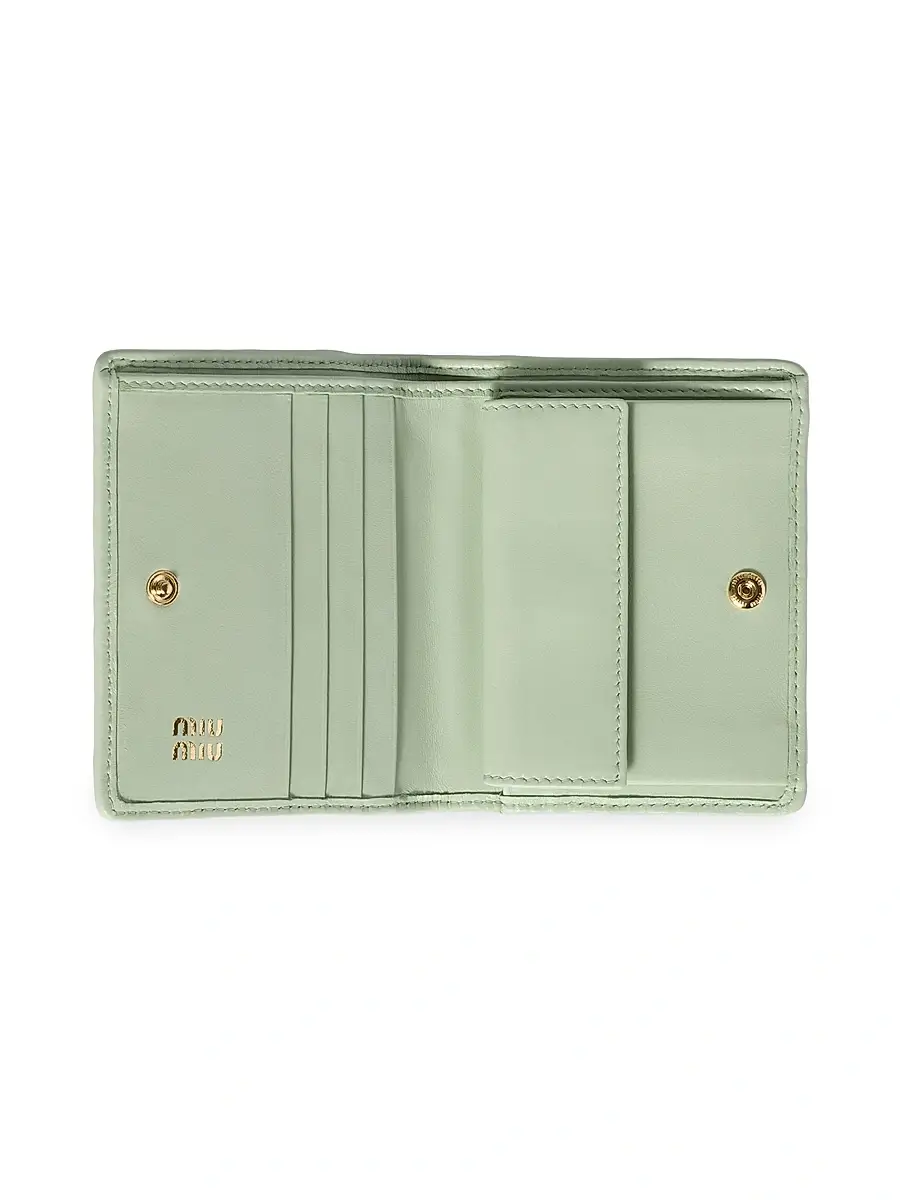 Miu Miu Women's Matelassé Nappa Leather Wallet - Green | Thumbnail 2 Miu Miu Women's Matelassé Nappa Leather Wallet - Green | Thumbnail 2