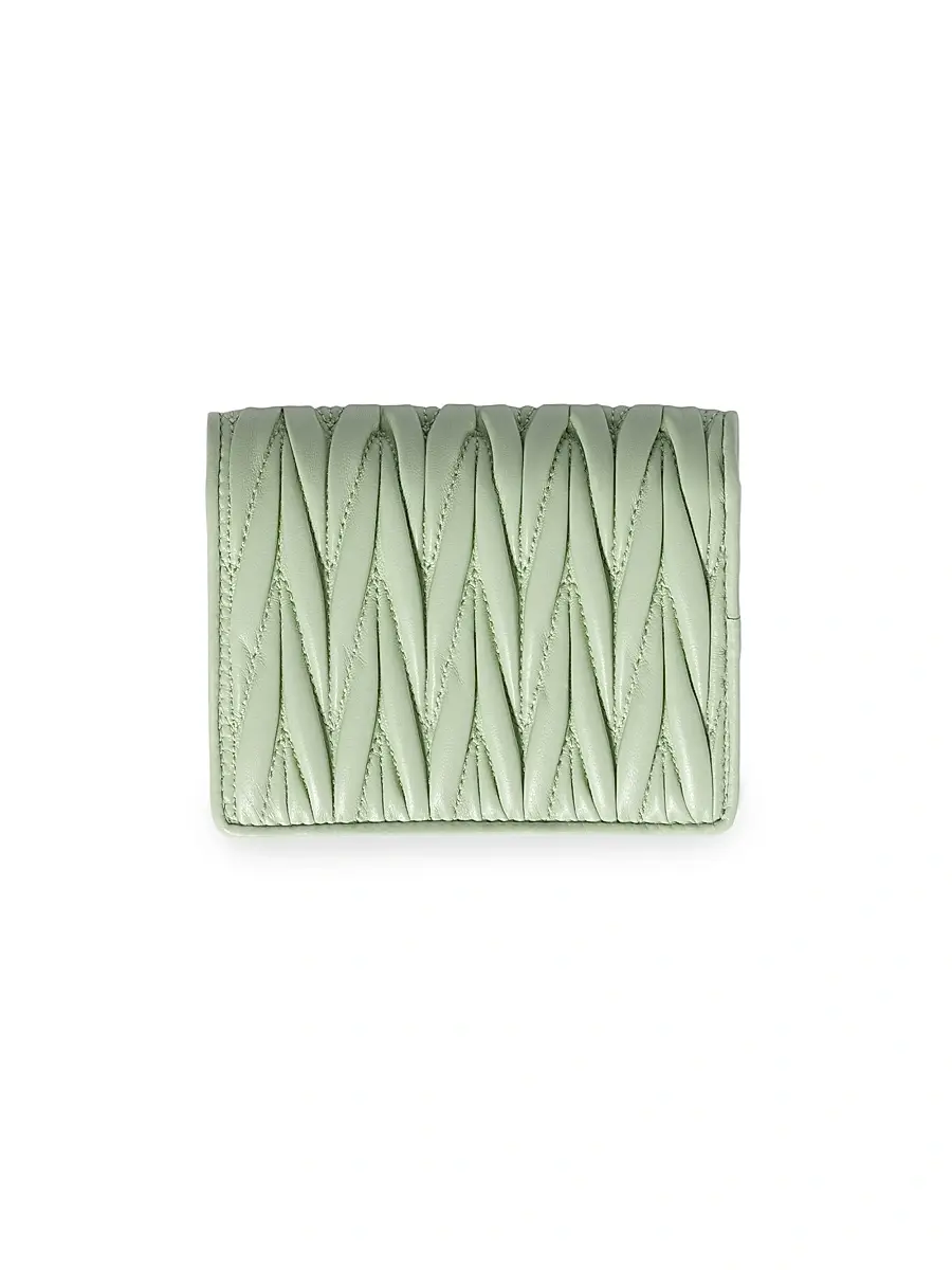 Miu Miu Women's Matelassé Nappa Leather Wallet - Green | Thumbnail 3 Miu Miu Women's Matelassé Nappa Leather Wallet - Green | Thumbnail 3