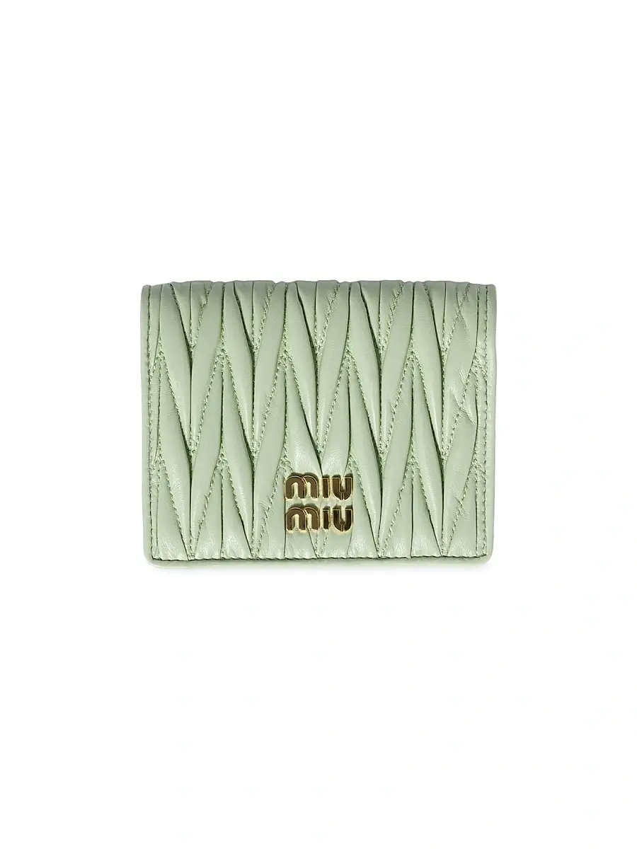 Miu Miu Women's Matelassé Nappa Leather Wallet - Green | Image 1 Miu Miu Women's Matelassé Nappa Leather Wallet - Green | Image 1