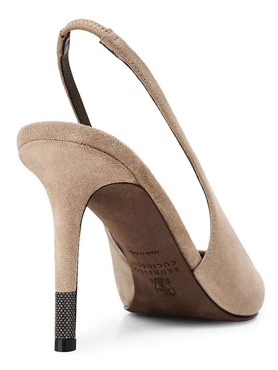 Brunello Cucinelli Women's 80MM Suede Slingback Pumps | Thumbnail 5 Brunello Cucinelli Women's 80MM Suede Slingback Pumps | Thumbnail 5
