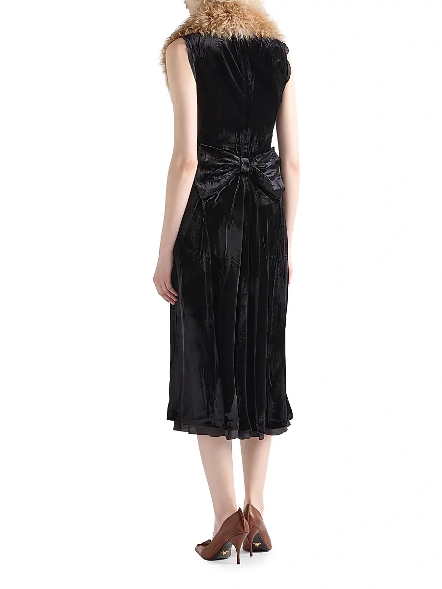 Prada Women's Crushed Velvet Dress - Black | Thumbnail 3