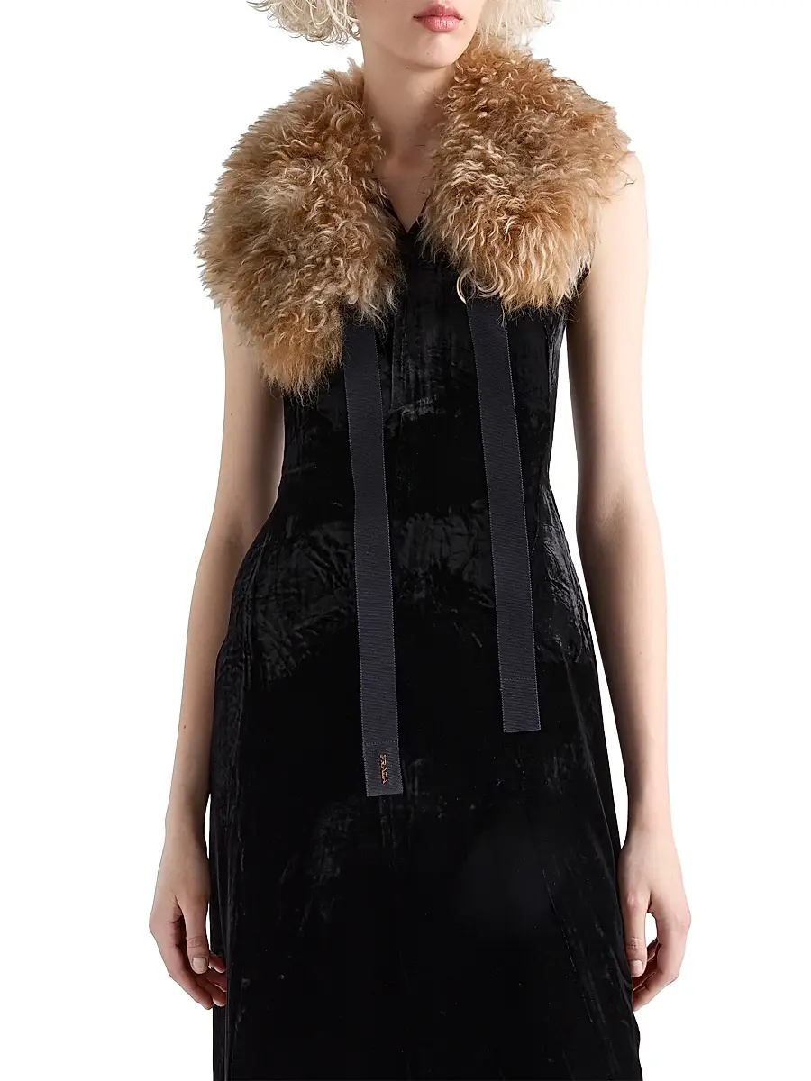 Prada Women's Crushed Velvet Dress - Black | Thumbnail 4