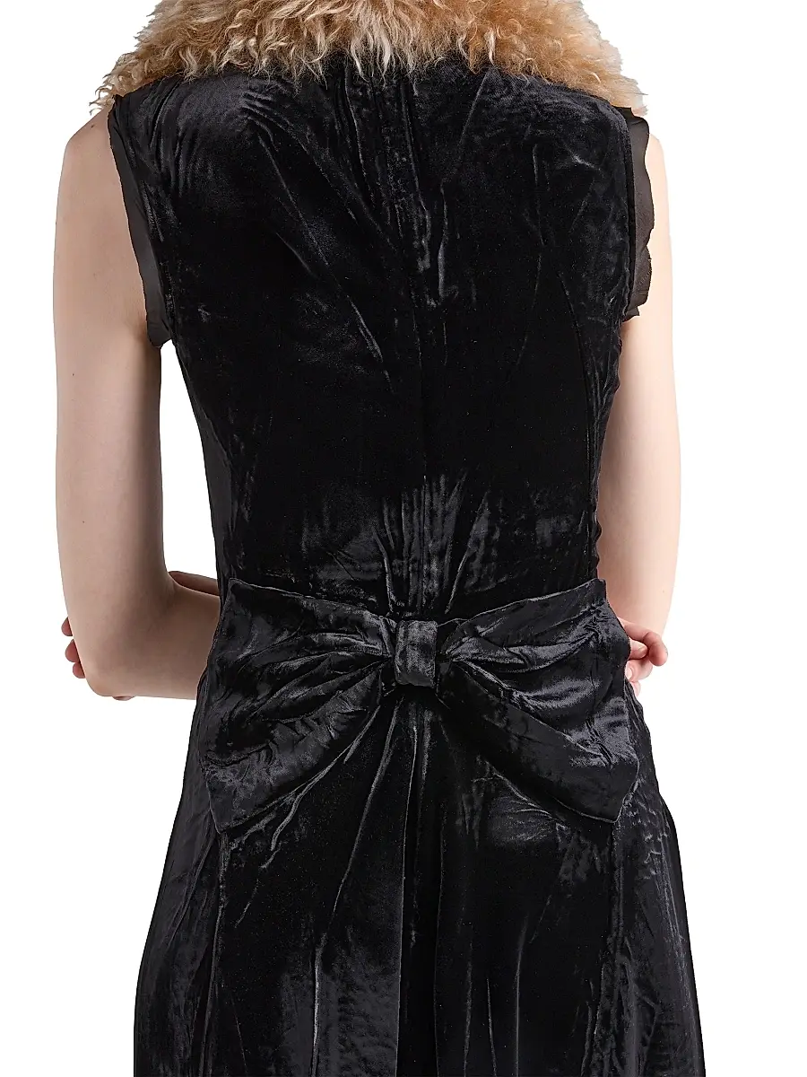 Prada Women's Crushed Velvet Dress - Black | Thumbnail 5