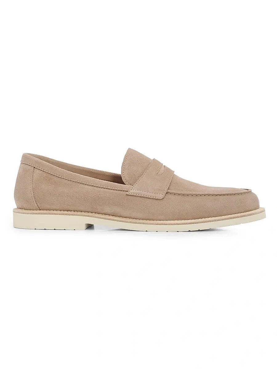 Brunello Cucinelli Men's Suede Penny Loafers | Image 1 Brunello Cucinelli Men's Suede Penny Loafers | Image 1