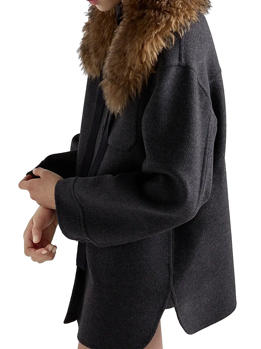 Prada Women's Single-Breasted Double Cashwool Caban Jacket | Thumbnail 3