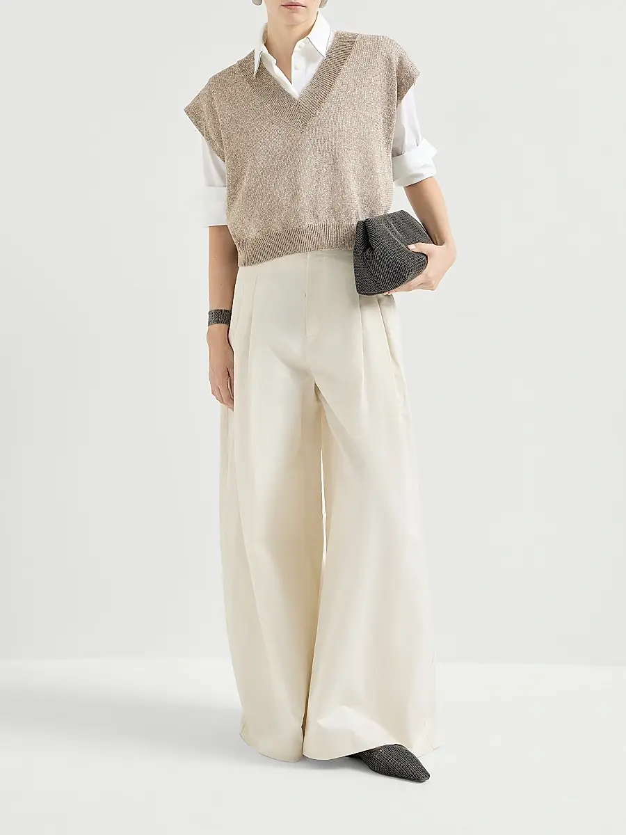 Brunello Cucinelli Women's Linen and Cotton Diamond Yarn Sweater | Thumbnail 6 Brunello Cucinelli Women's Linen and Cotton Diamond Yarn Sweater | Thumbnail 6