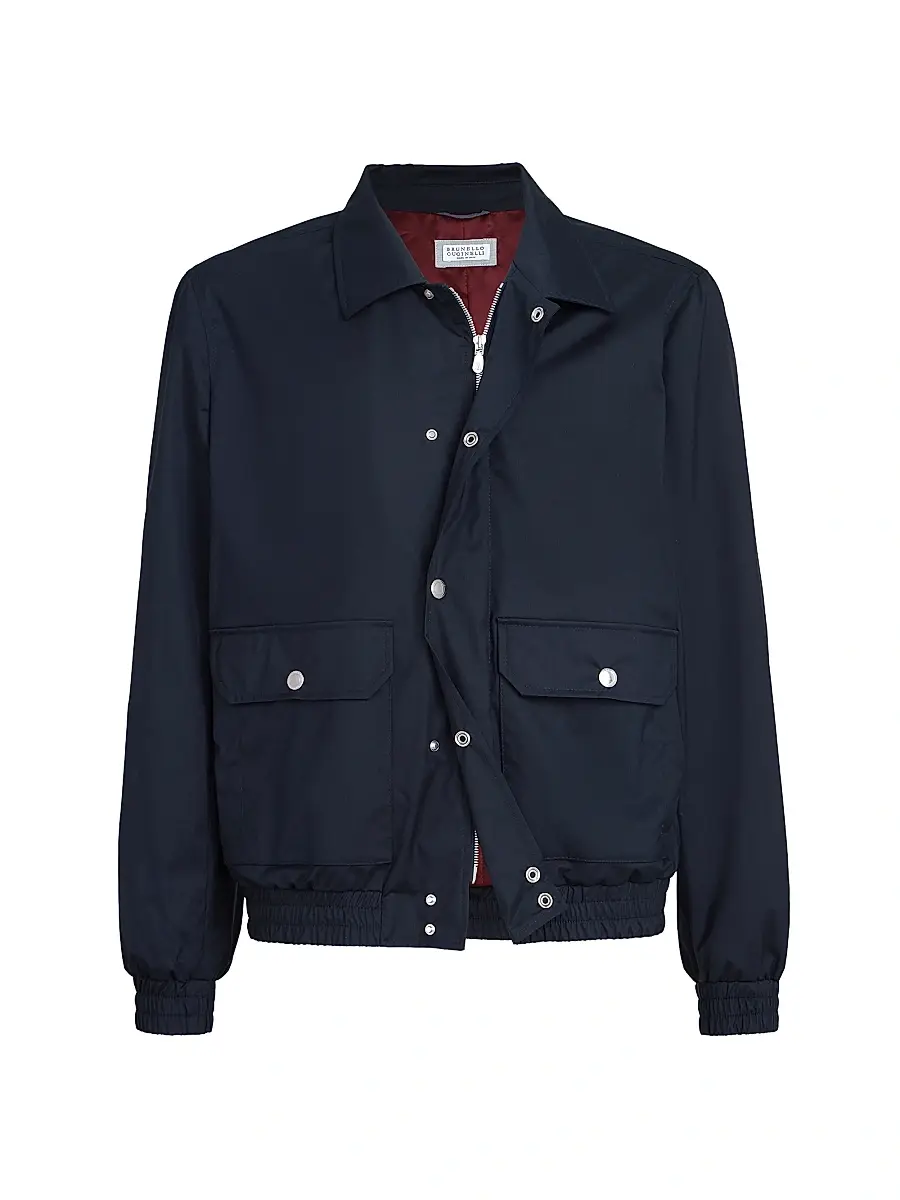 Brunello Cucinelli Men's Bonded Silk and Virgin Wool Outerwear Jacket | Image 1 Brunello Cucinelli Men's Bonded Silk and Virgin Wool Outerwear Jacket | Image 1