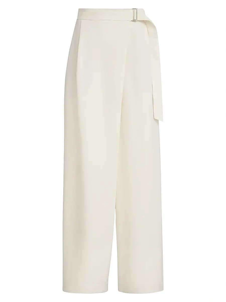 Brunello Cucinelli Women's Viscose and Linen Fluid Twill Sartorial Wrap Trousers - | Image 1 Brunello Cucinelli Women's Viscose and Linen Fluid Twill Sartorial Wrap Trousers - | Image 1