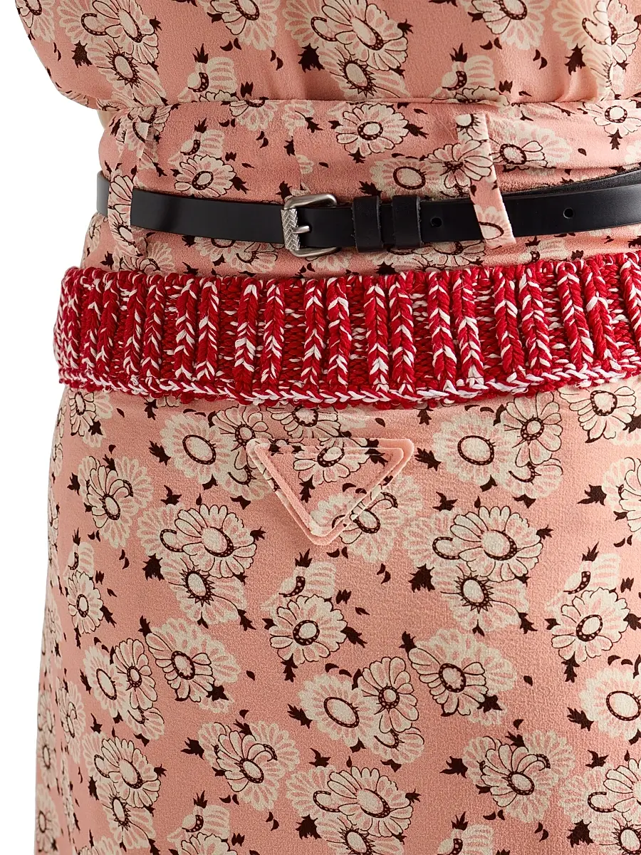 Prada Women's Floral Print Georgette Skirt - Pink | Thumbnail 6 Prada Women's Floral Print Georgette Skirt - Pink | Thumbnail 6