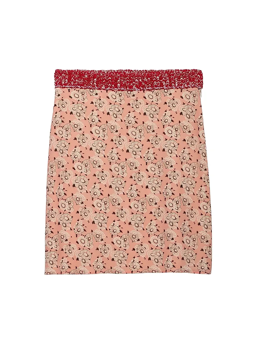 Prada Women's Floral Print Georgette Skirt - Pink | Image 1 Prada Women's Floral Print Georgette Skirt - Pink | Image 1