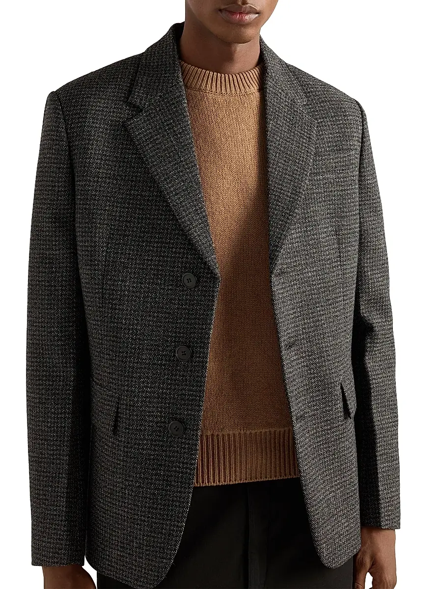 Prada Men's Single-Breasted Wool Jacket - Black | Thumbnail 2