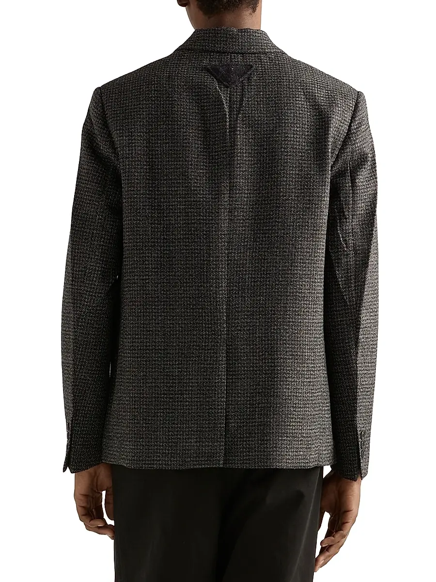 Prada Men's Single-Breasted Wool Jacket - Black | Thumbnail 3
