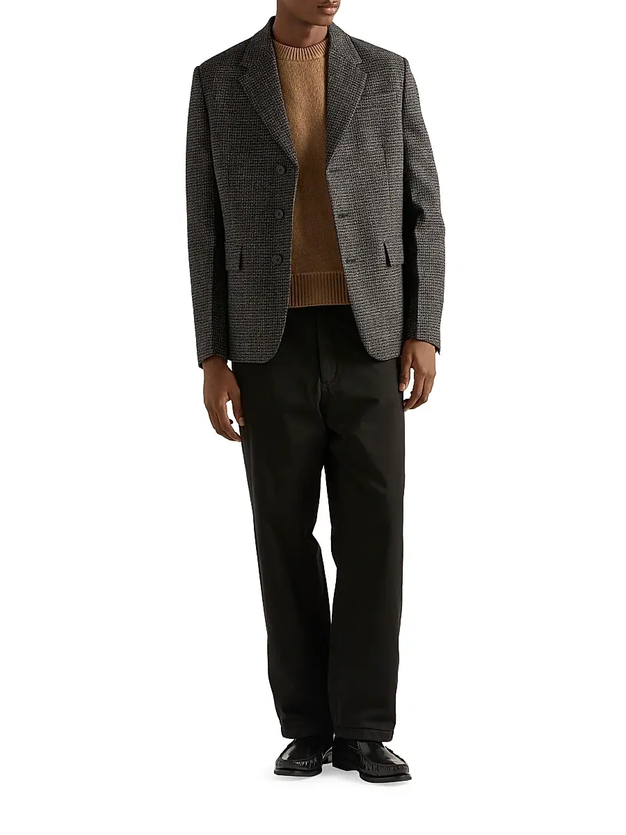 Prada Men's Single-Breasted Wool Jacket - Black | Thumbnail 6