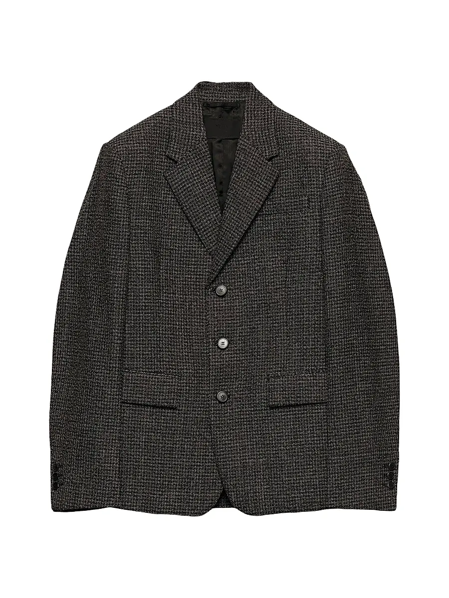 Prada Men's Single-Breasted Wool Jacket - Black | Image 1 Prada Men's Single-Breasted Wool Jacket - Black | Image 1