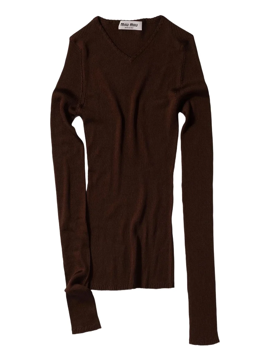 Miu Miu Women's Silk V Neck Sweater
