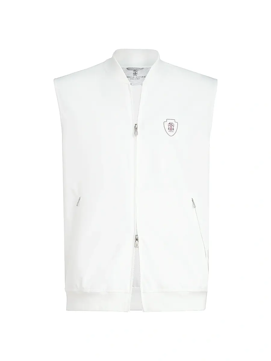 Brunello Cucinelli Men's Nylon Vest with Logo - White | Image 1 Brunello Cucinelli Men's Nylon Vest with Logo - White | Image 1