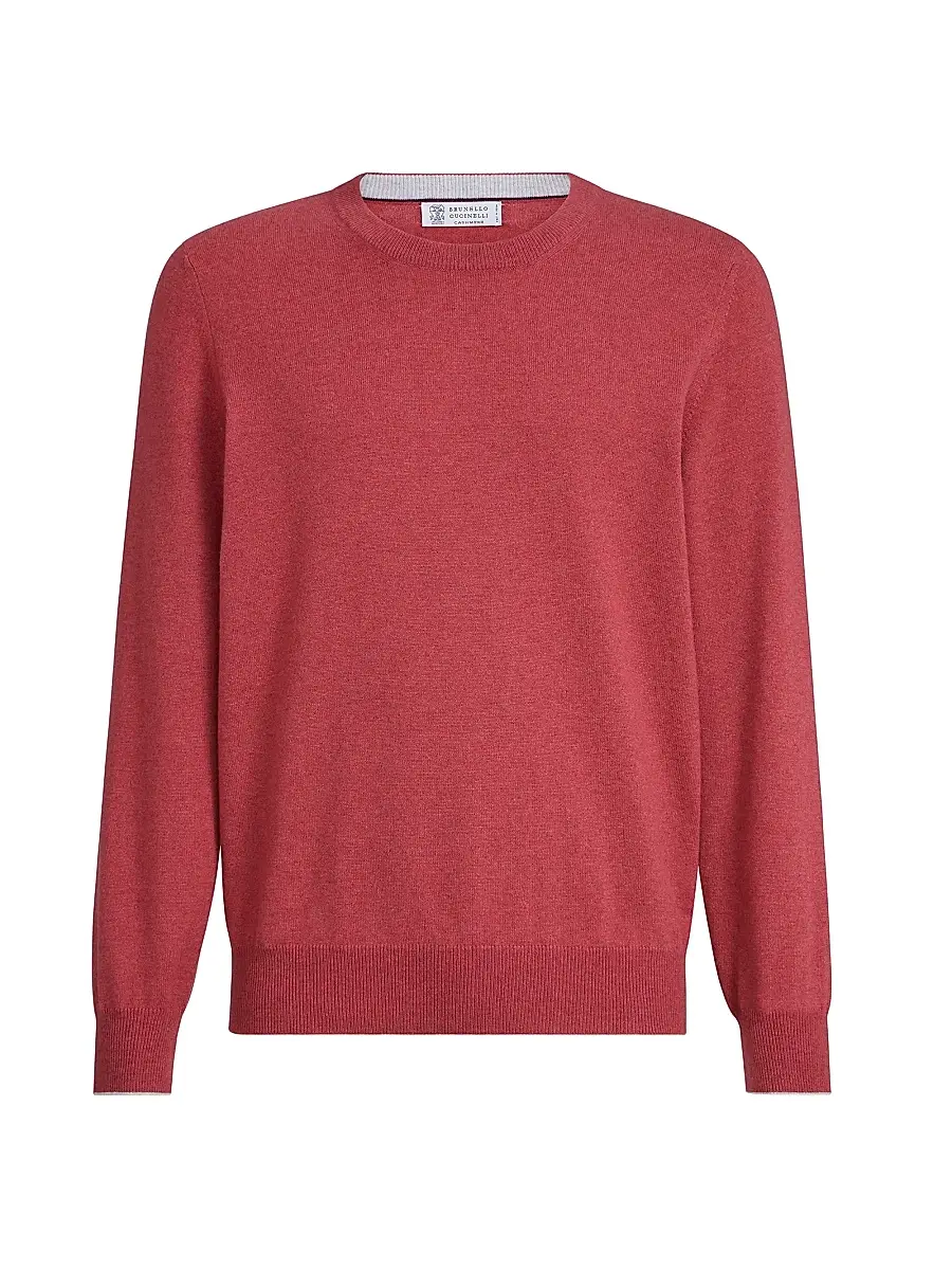 Brunello Cucinelli Men's Cashmere Sweater - Strawberry - Size 40 | Image 1 Brunello Cucinelli Men's Cashmere Sweater - Strawberry - Size 40 | Image 1
