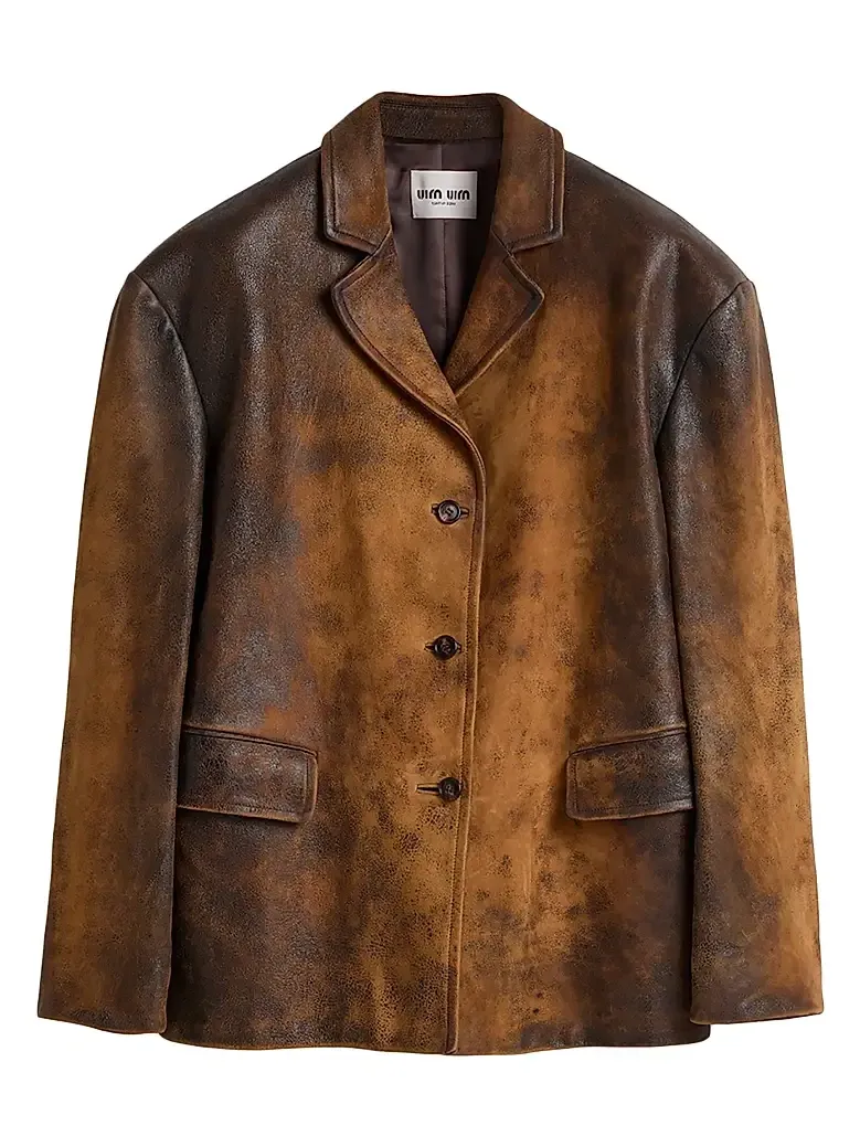 Miu Miu Women's Waxed Suede Leather Jacket