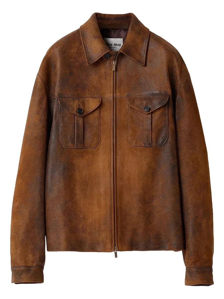 Miu Miu Women's Waxed Suede Leather Jacket