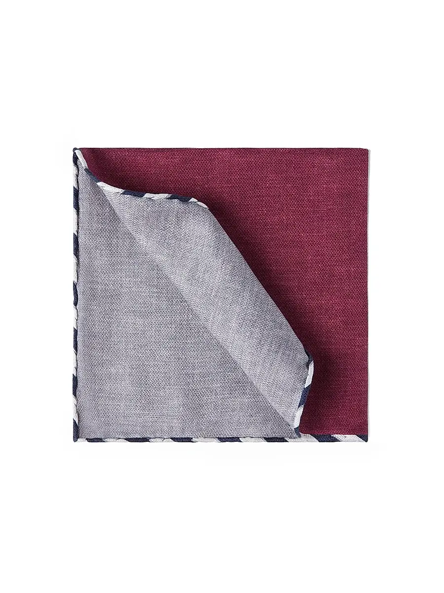 Brunello Cucinelli Men's Silk Pocket Square with Striped Border - Cherry | Image 1 Brunello Cucinelli Men's Silk Pocket Square with Striped Border - Cherry | Image 1